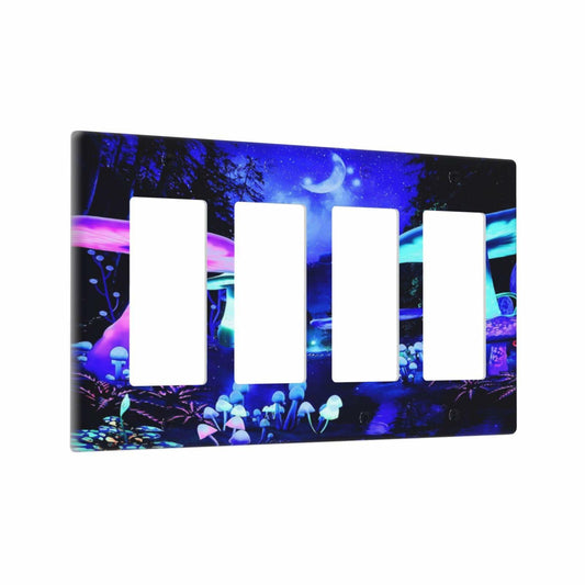 Vintage American Flag US Map Wood Quad Rocker Light Switch Cover 4 Gang