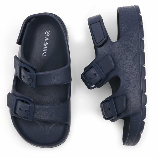 INMINPIN Toddler Boys Girls Buckle Sandals Adjustable Back Strap Navy Size 5