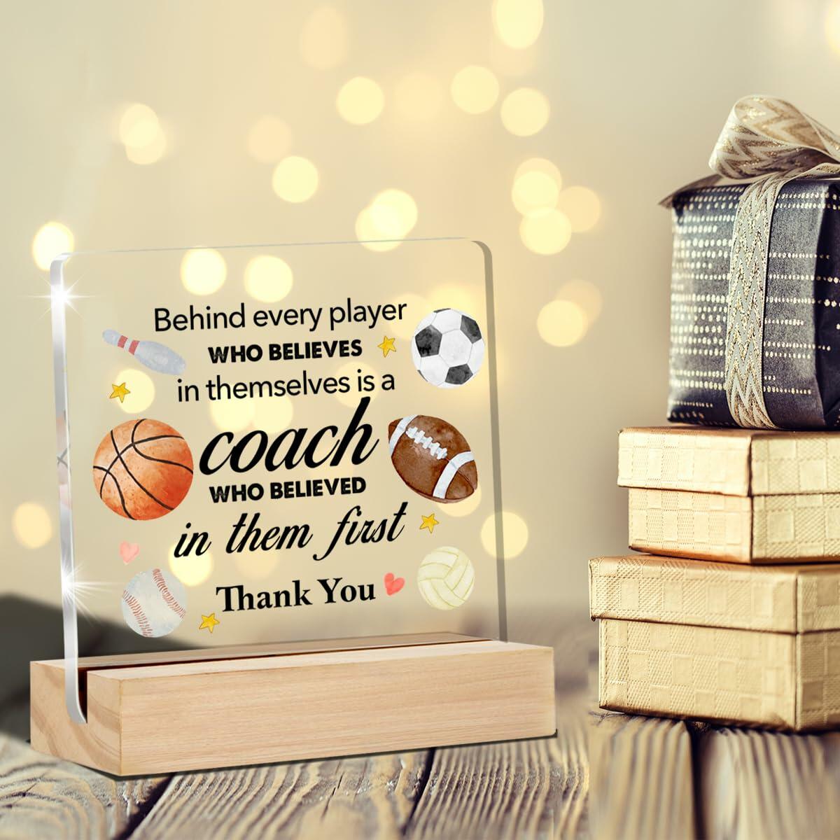 Thank You Coach Gifts Clear Acrylic Desk Sign with Stand Office Decor