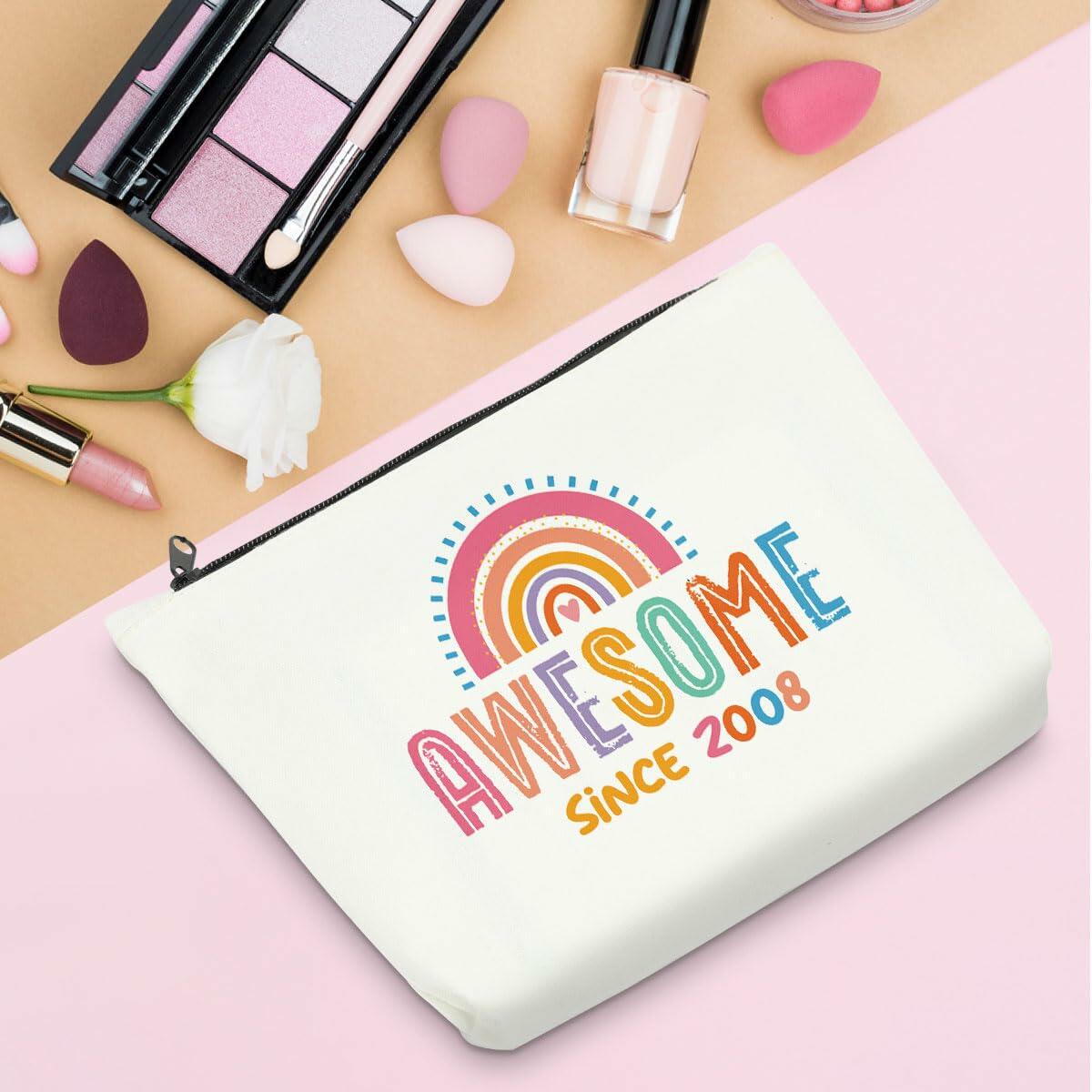 Sldpngo 17th Birthday Makeup Bag Cosmetic Pouch Girls Pink