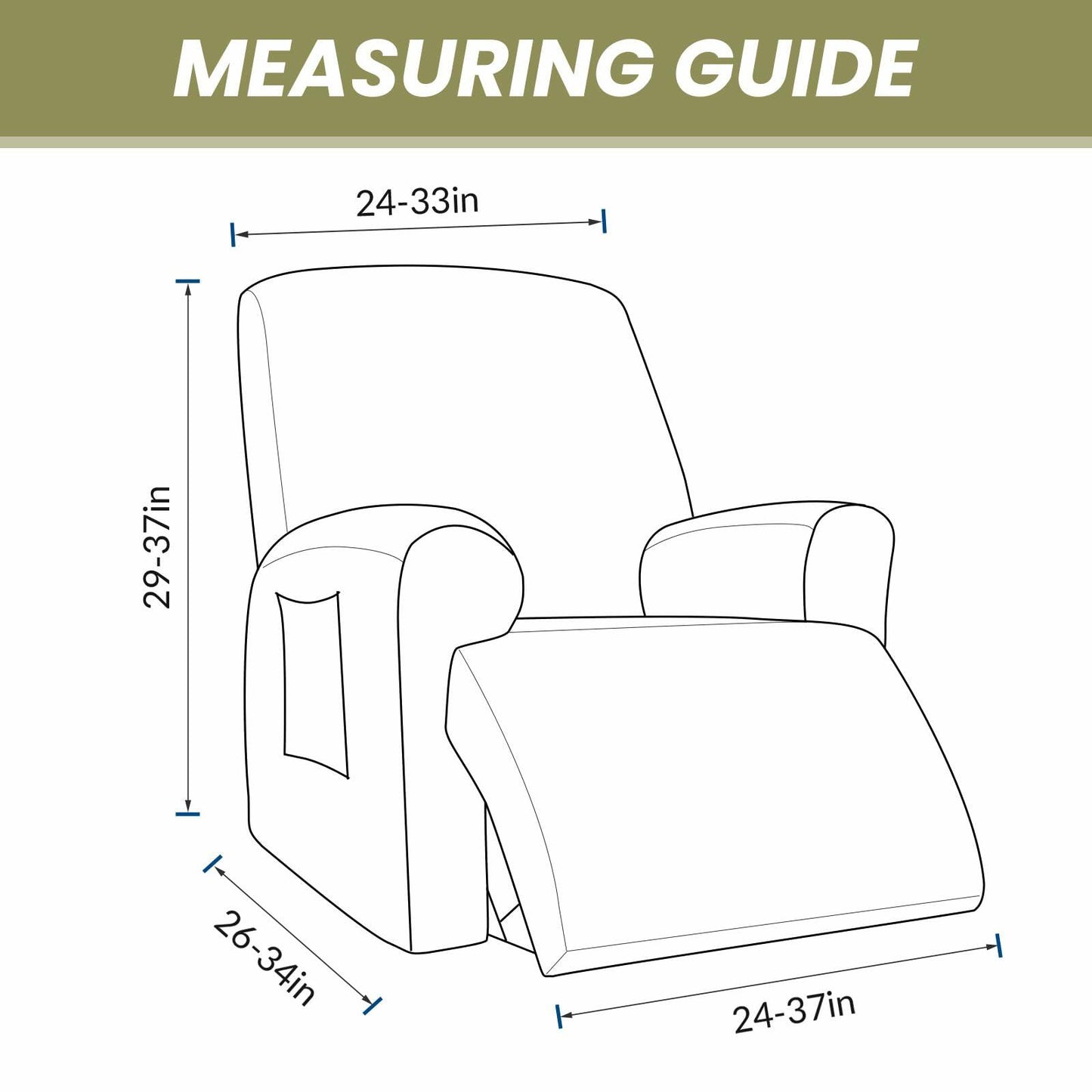 AZON Velvet Stretch Recliner Chair Cover Elastic Protector Charcoal 1-Pc
