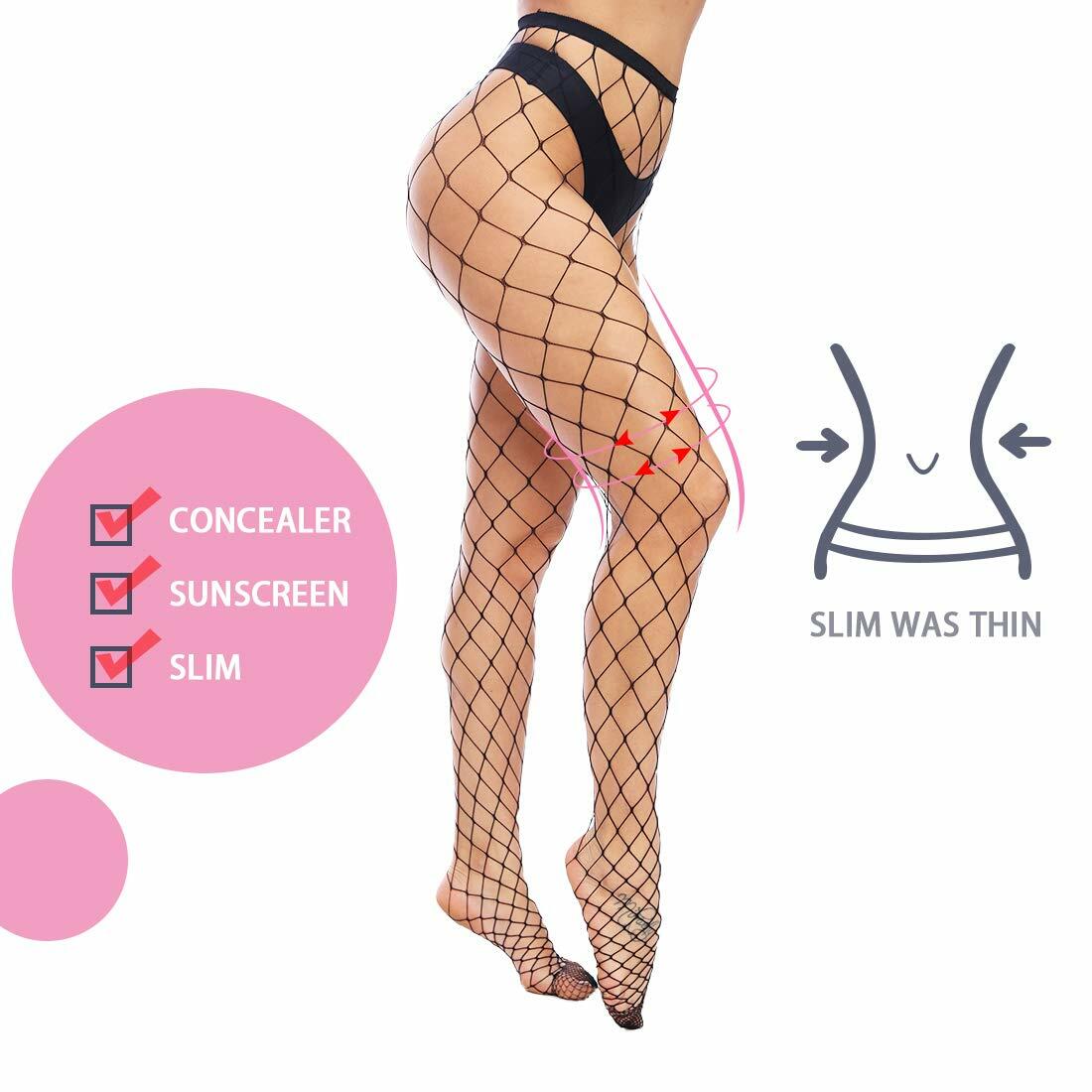 Fafulan Fishnet Stockings High Waist Sexy Tights Pantyhose Black Size 3XL