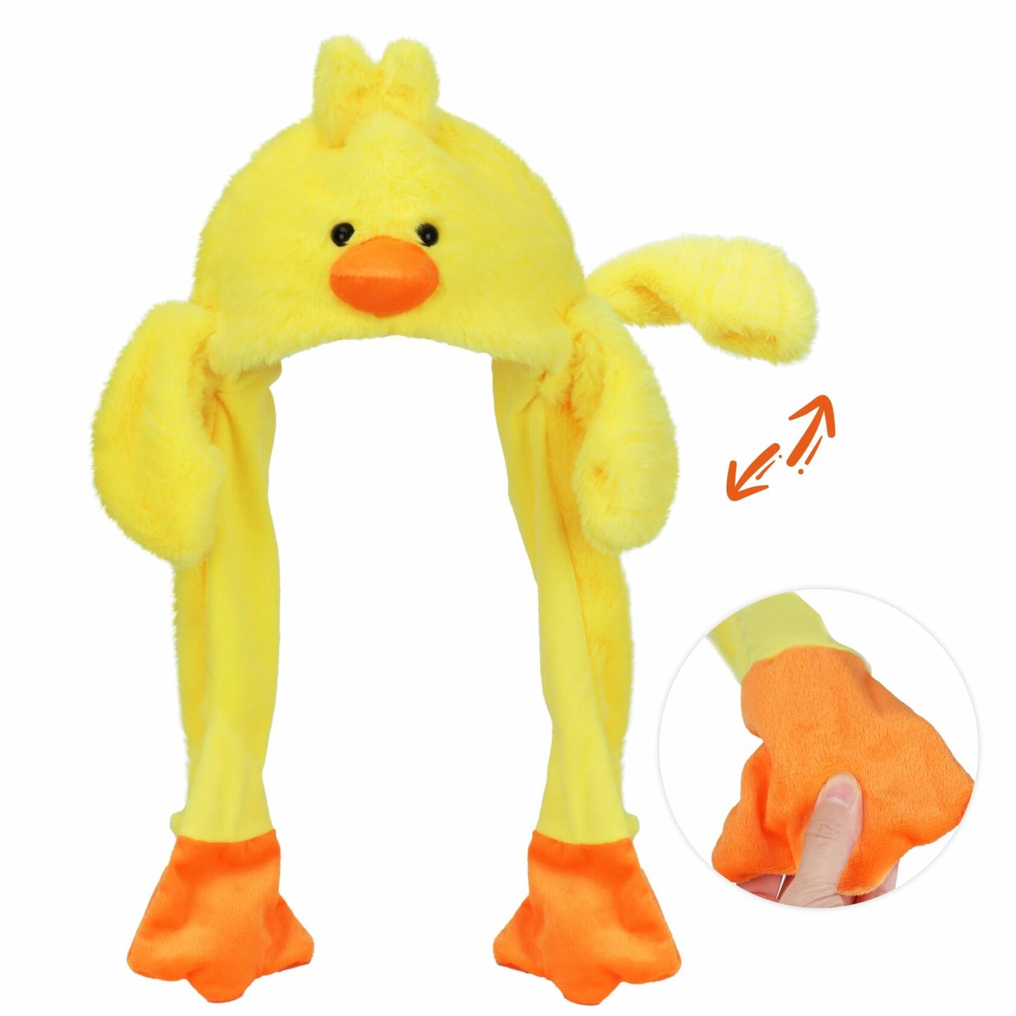 Bubblepompom Duck Plush Hat with Ears Yellow 22" Size 22"