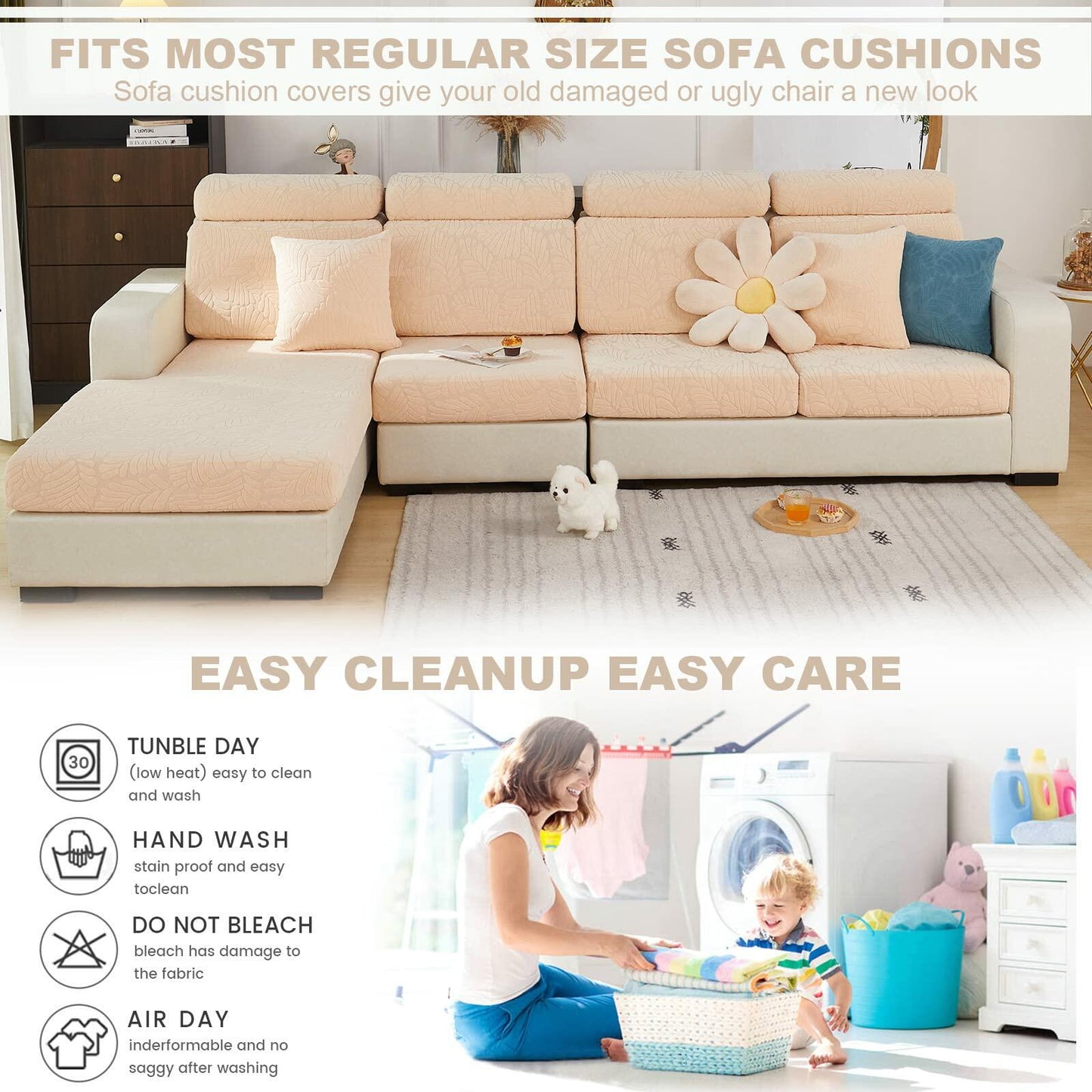 Universal Sofa Cover Stretch Slipcover Anti-Slip L Shape Large Grey