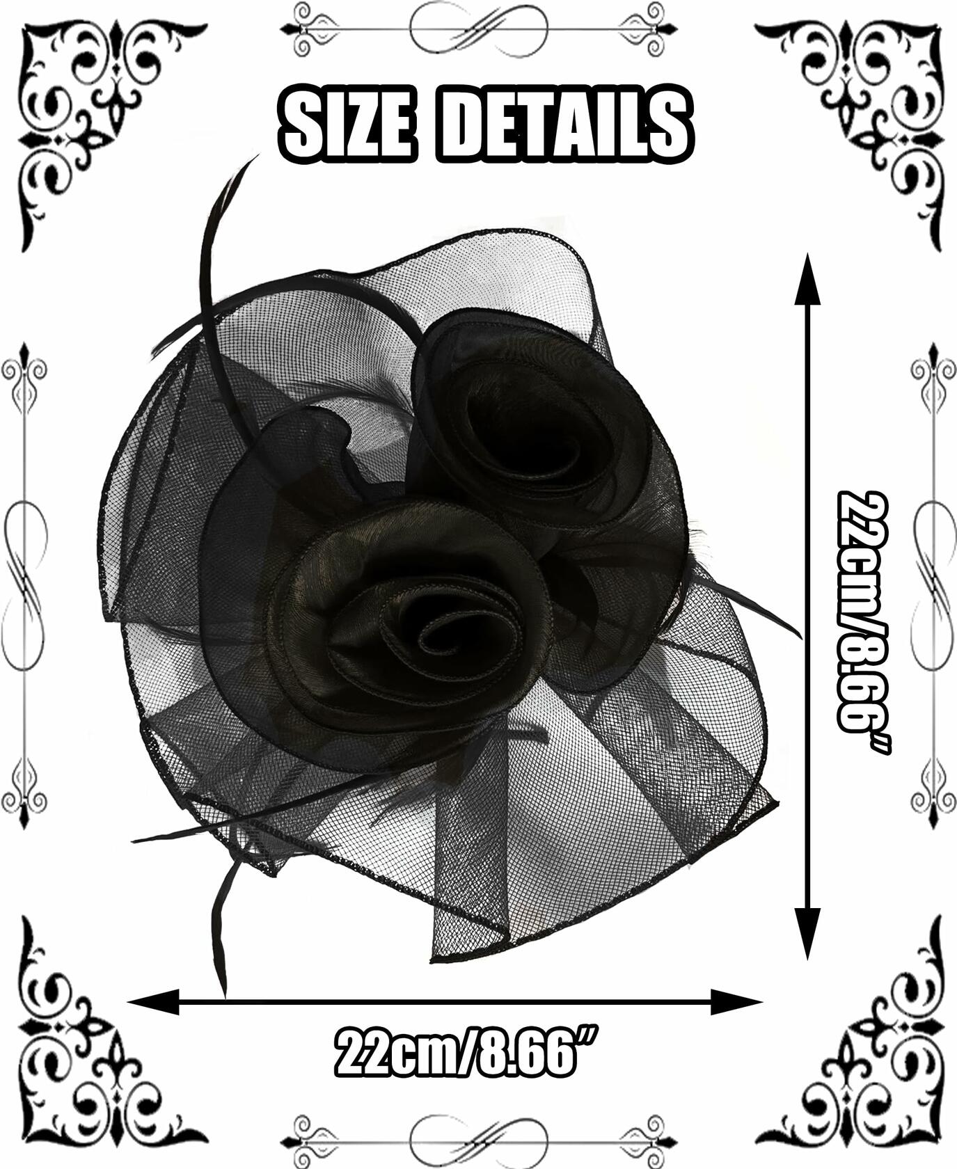 Kidukso Derby Hat Women Vintage Fascinator Headband Clip Black