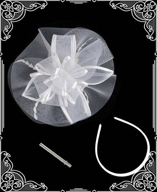 Kidukso Vintage 1920s 50s Fascinator Hat Women White Tea Party Derby