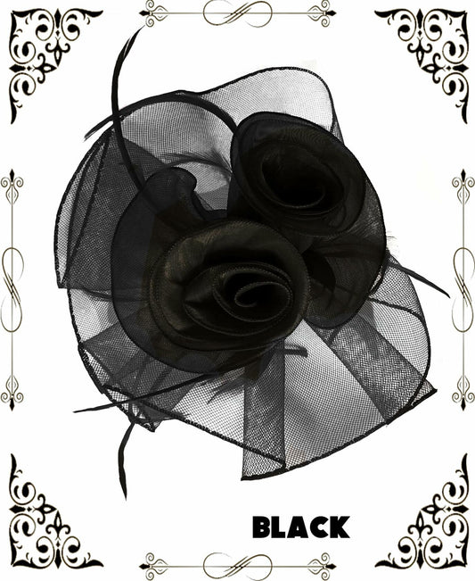 Kidukso Derby Hat Women Vintage Fascinator Headband Clip Black