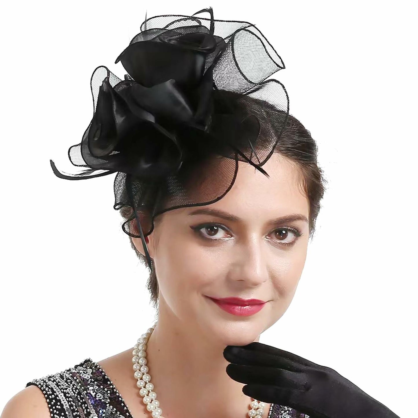 Kidukso Derby Hat Women Vintage Fascinator Headband Clip Black