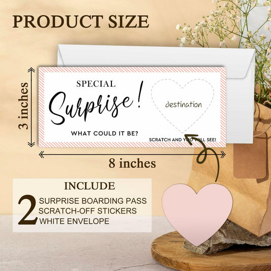 2 Set Surprise Scratch Cards 3x8" Travel Gift Pink B08 Birthday Wedding