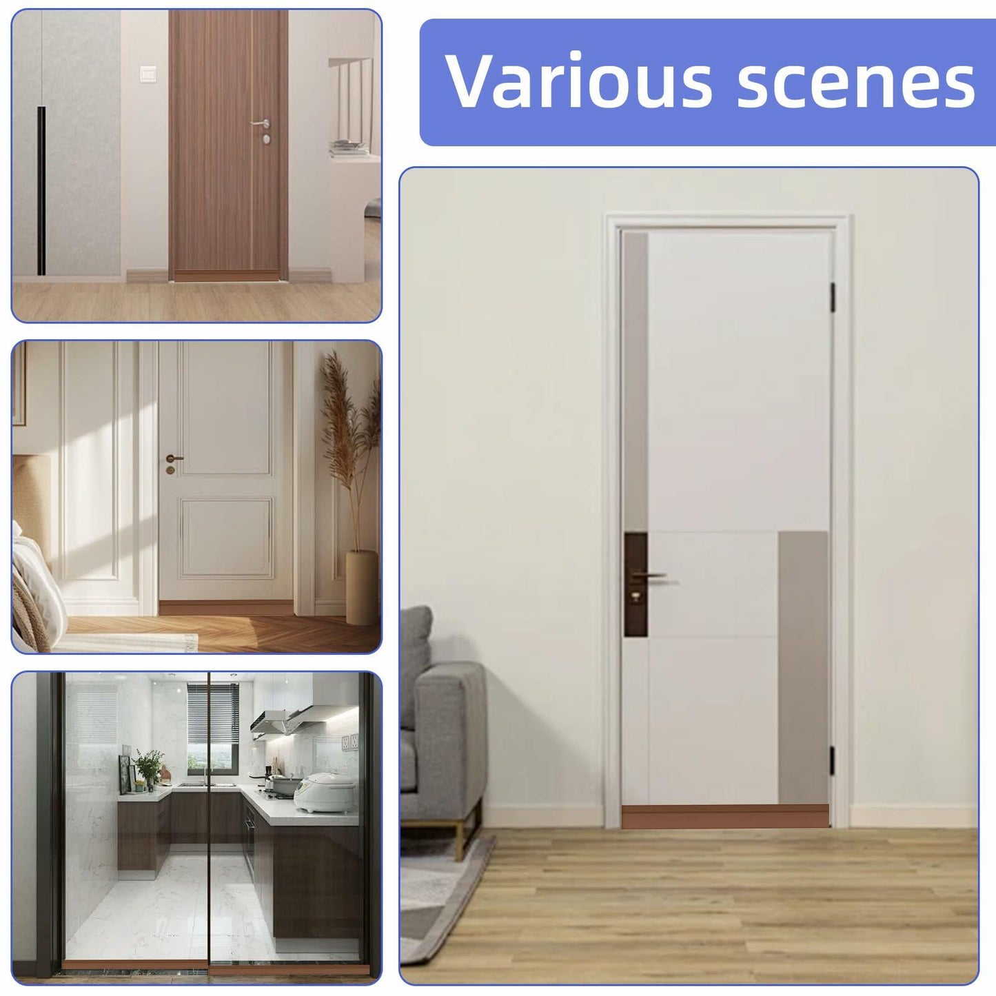 Door Draft Stopper Adjustable Weather Stripping Seal Brown 39in Size 39in