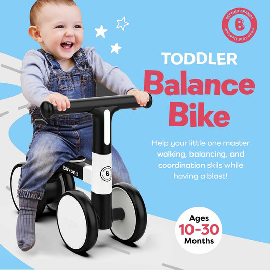 Balance Bike Lightweight Toddler 12-18 Months Non-Slip Wheels Black