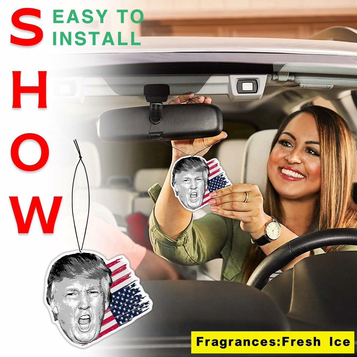 GTOTd President Fresh Ice Car Air Freshener American Flag 8 Pack