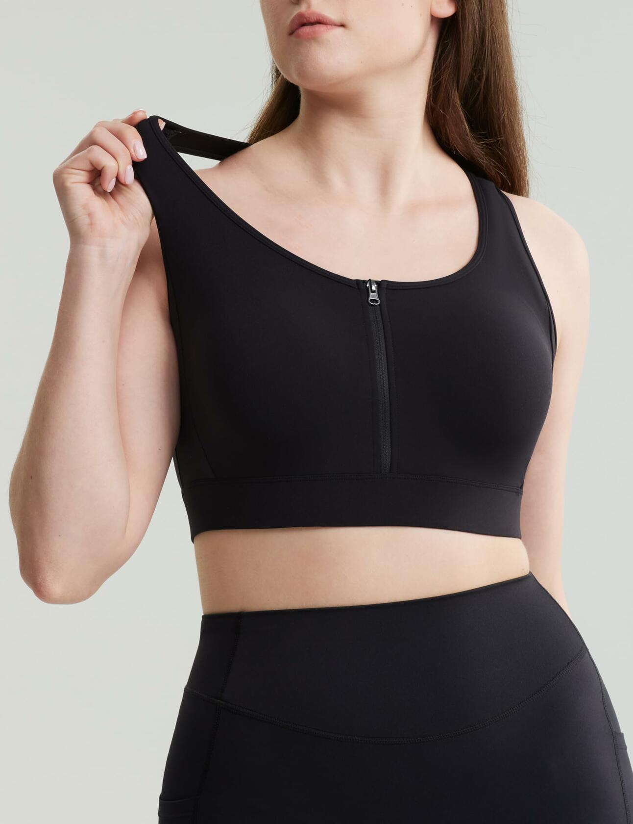 POSHDIVAH Nursing Bra Front Zip Padded Maternity Sports Tank Top Black Size M