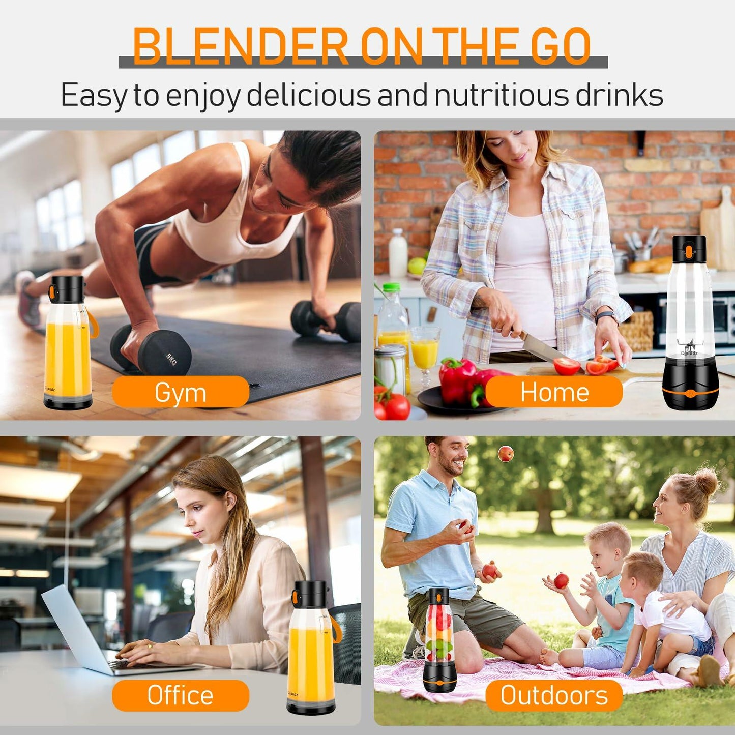 Portable Blender USB Mini 6 Blades 17Oz To Go Travel Black