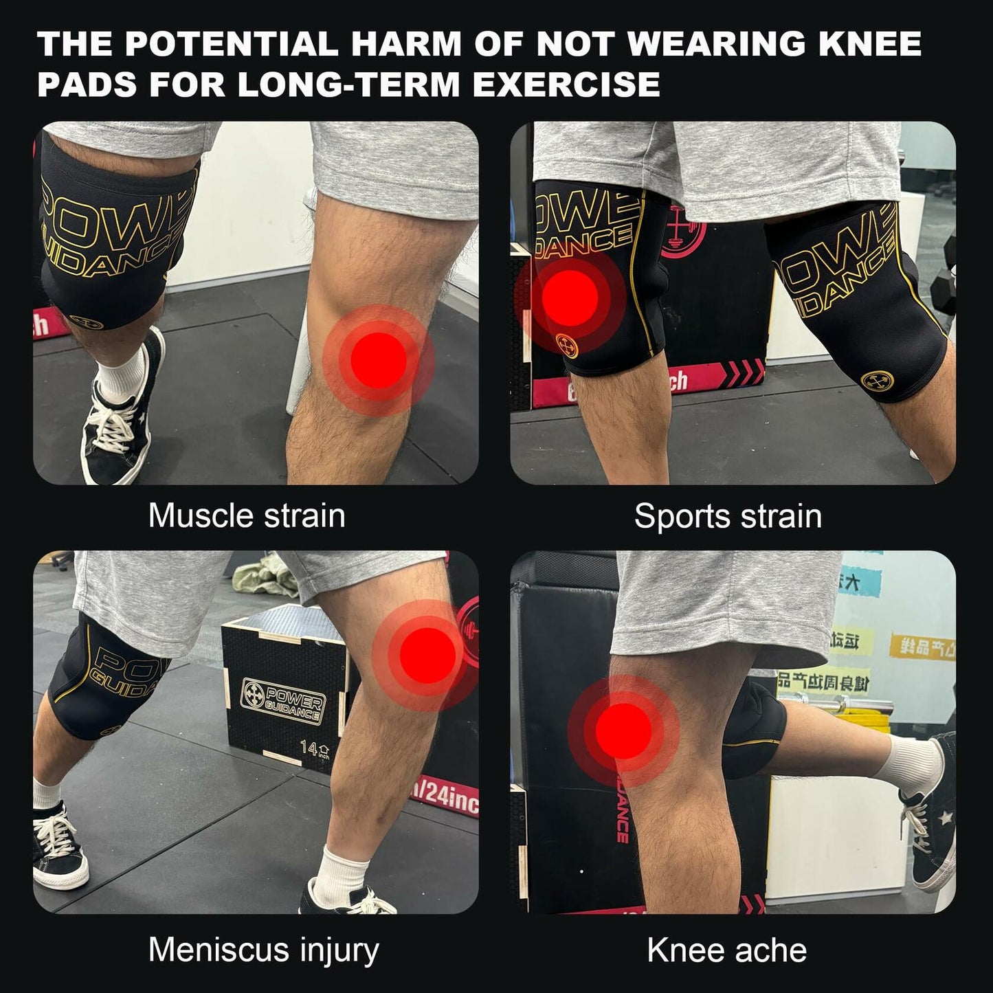 POWER GUIDANCE Fitness Knee Wraps 5mm Thickness 2 Pack Size M