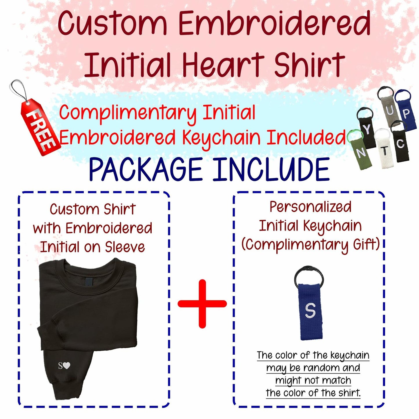 GODMERCH Embroidered Heart Sweatshirt Personalized Initial Sand Size M