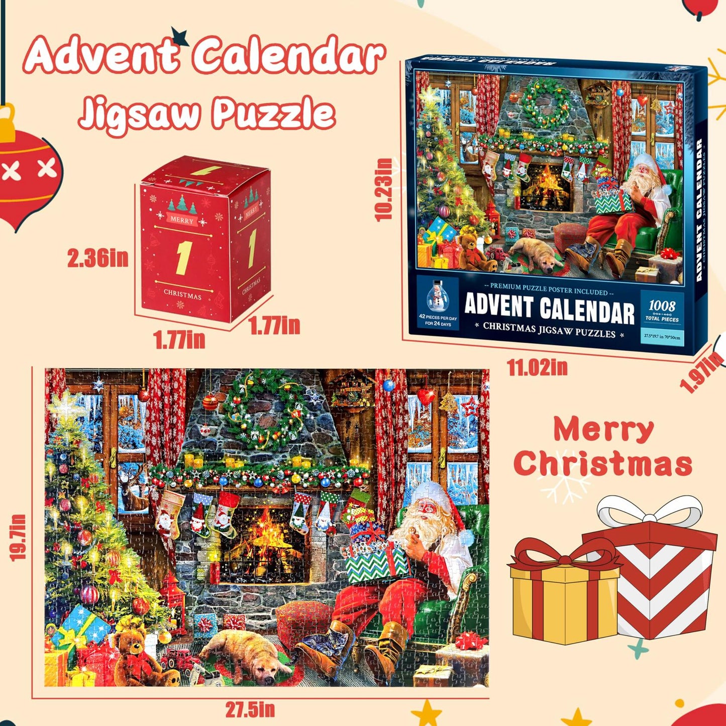 Advent Calendar 2025 Christmas Puzzle 1008 Pieces Santa's House Holiday