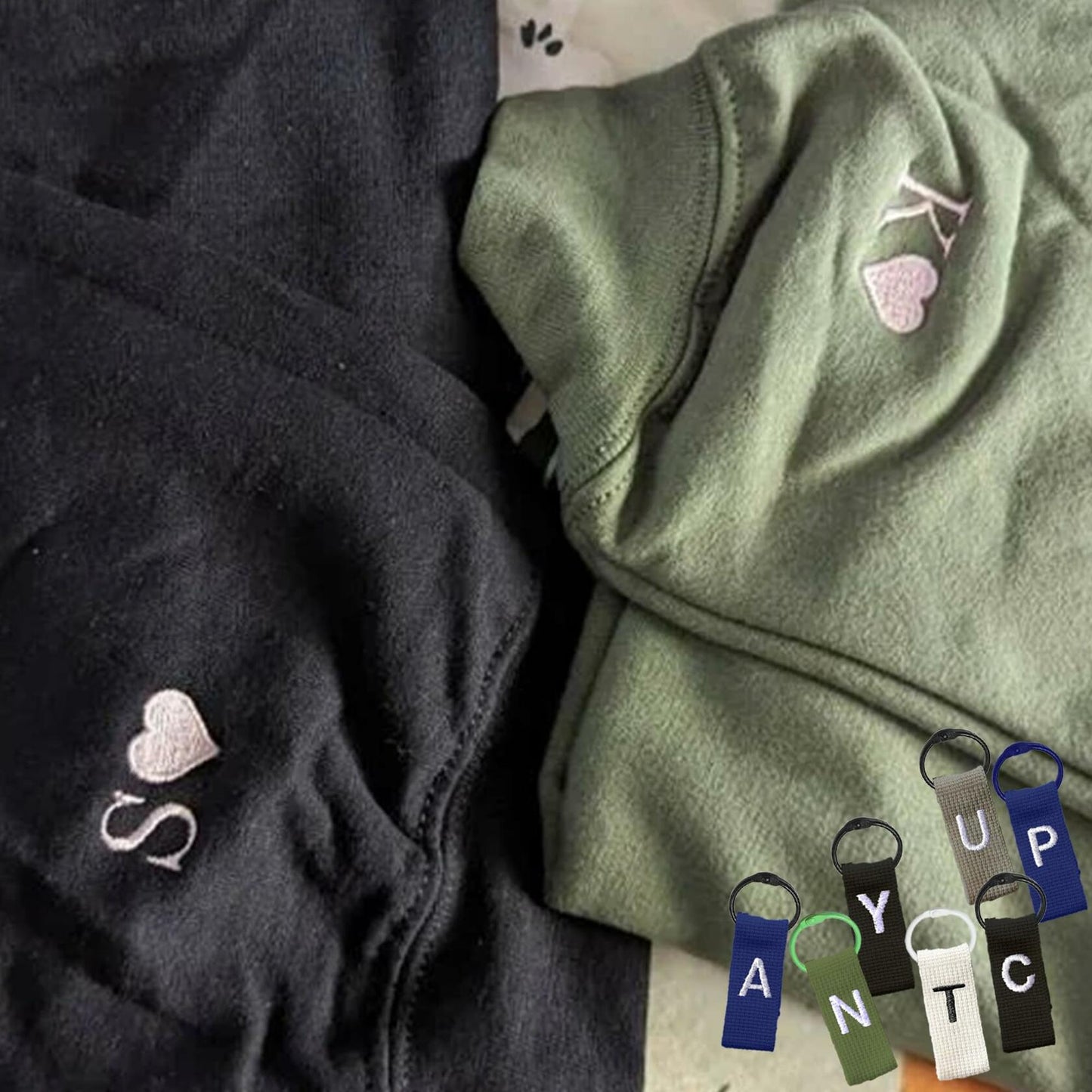 GODMERCH Embroidered Heart Sweatshirt Personalized Initial Sand Size M