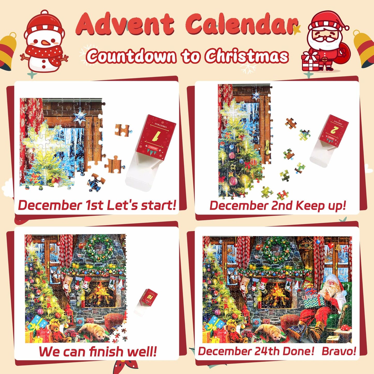 Advent Calendar 2025 Christmas Puzzle 1008 Pieces Santa's House Holiday