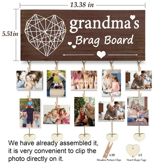 Gaoikerr Grandma's Brag Board Picture Frame Gift Black Grandkids Display
