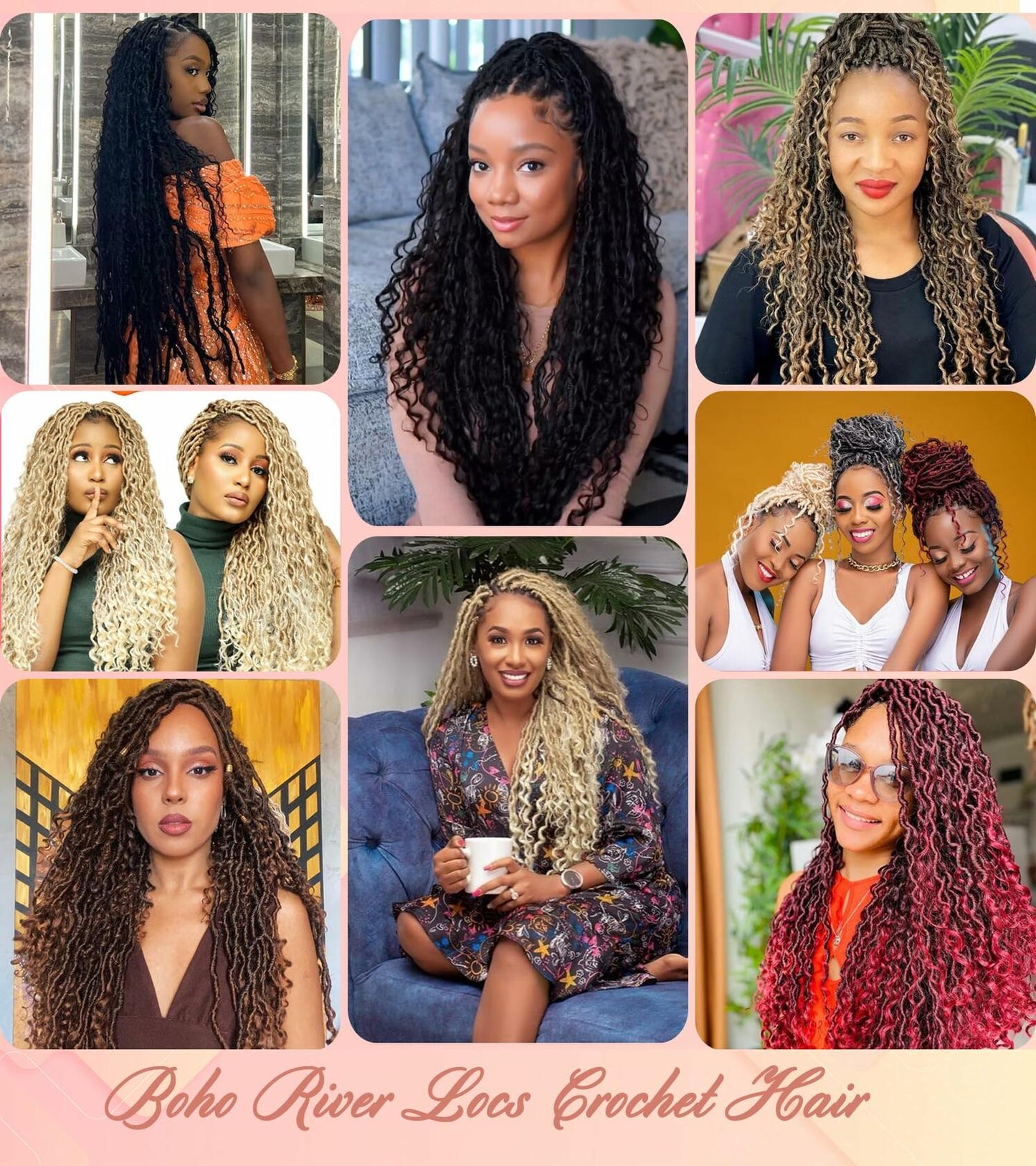 Goddess Locs Crochet Hair 12 Inch 8 Packs River Faux Locs 27/613# Size 12in