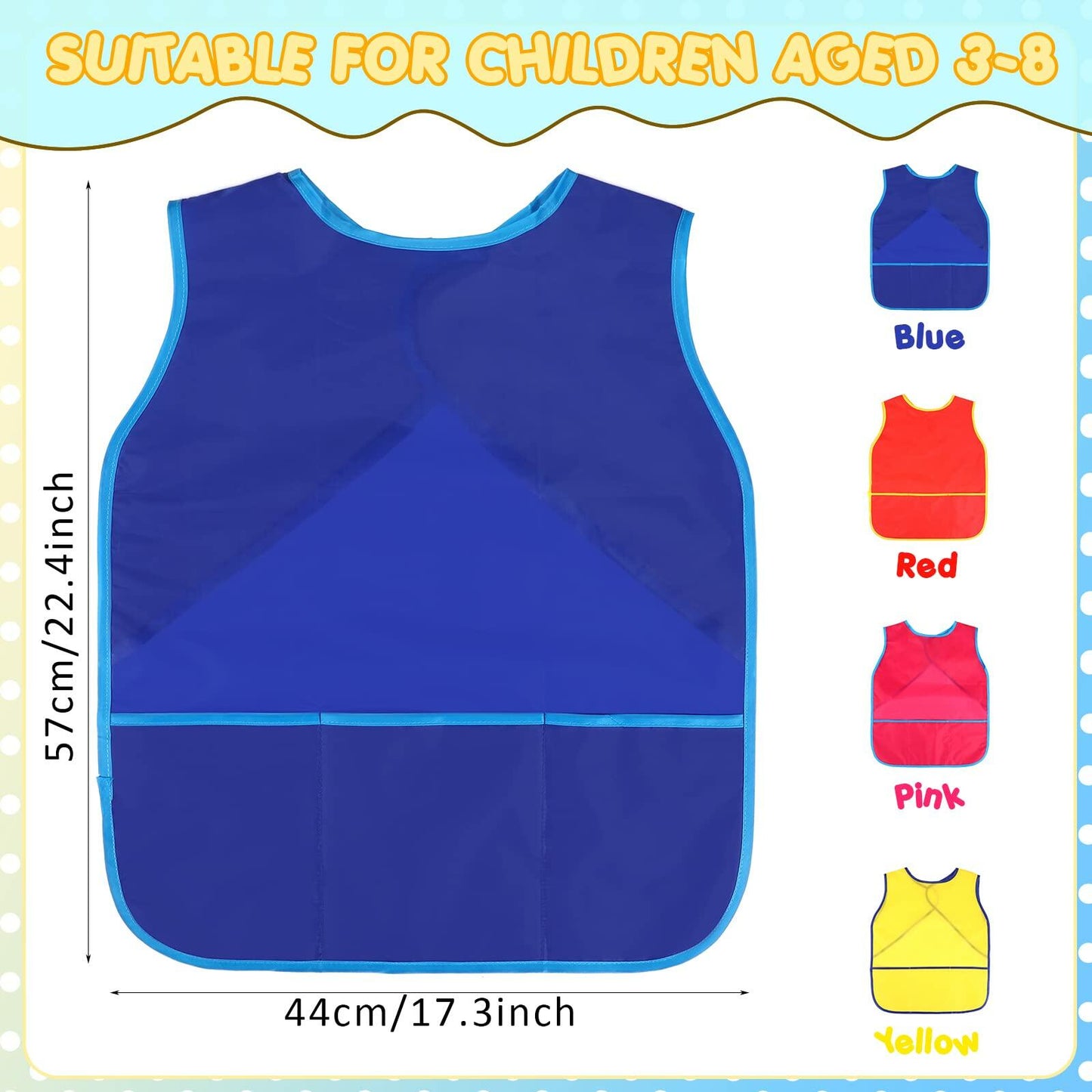 Tatuo Kids Art Smocks Water Resistant Fabric Aprons 24pcs 4 Colors Size M