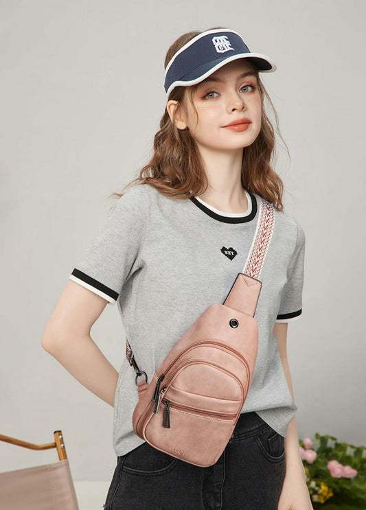 Shrrie Small Sling Fanny Pack Crossbody Chest Bag Travel Black