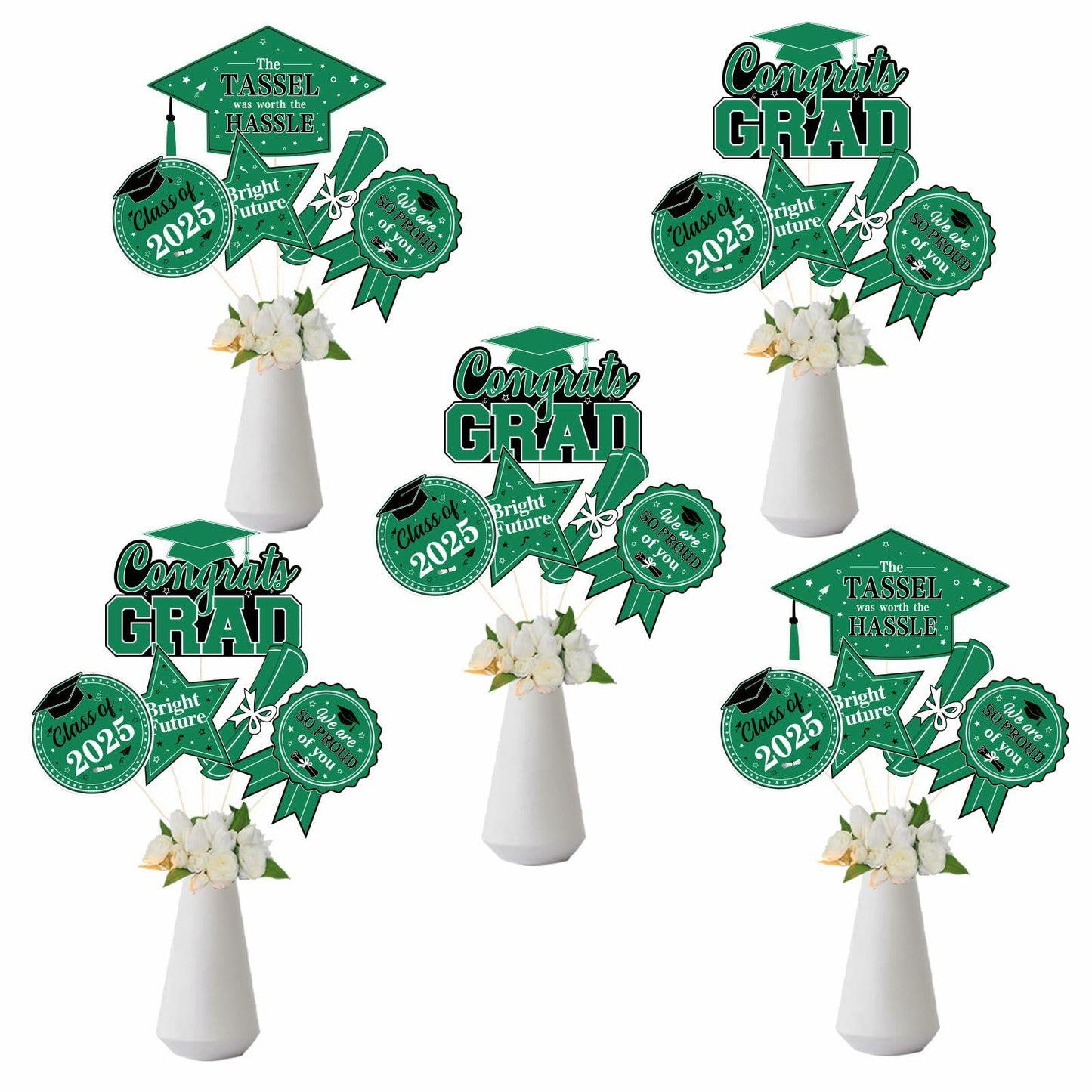JOYMEMO Graduation Party Centerpiece Sticks 24pcs Teal Black 2025