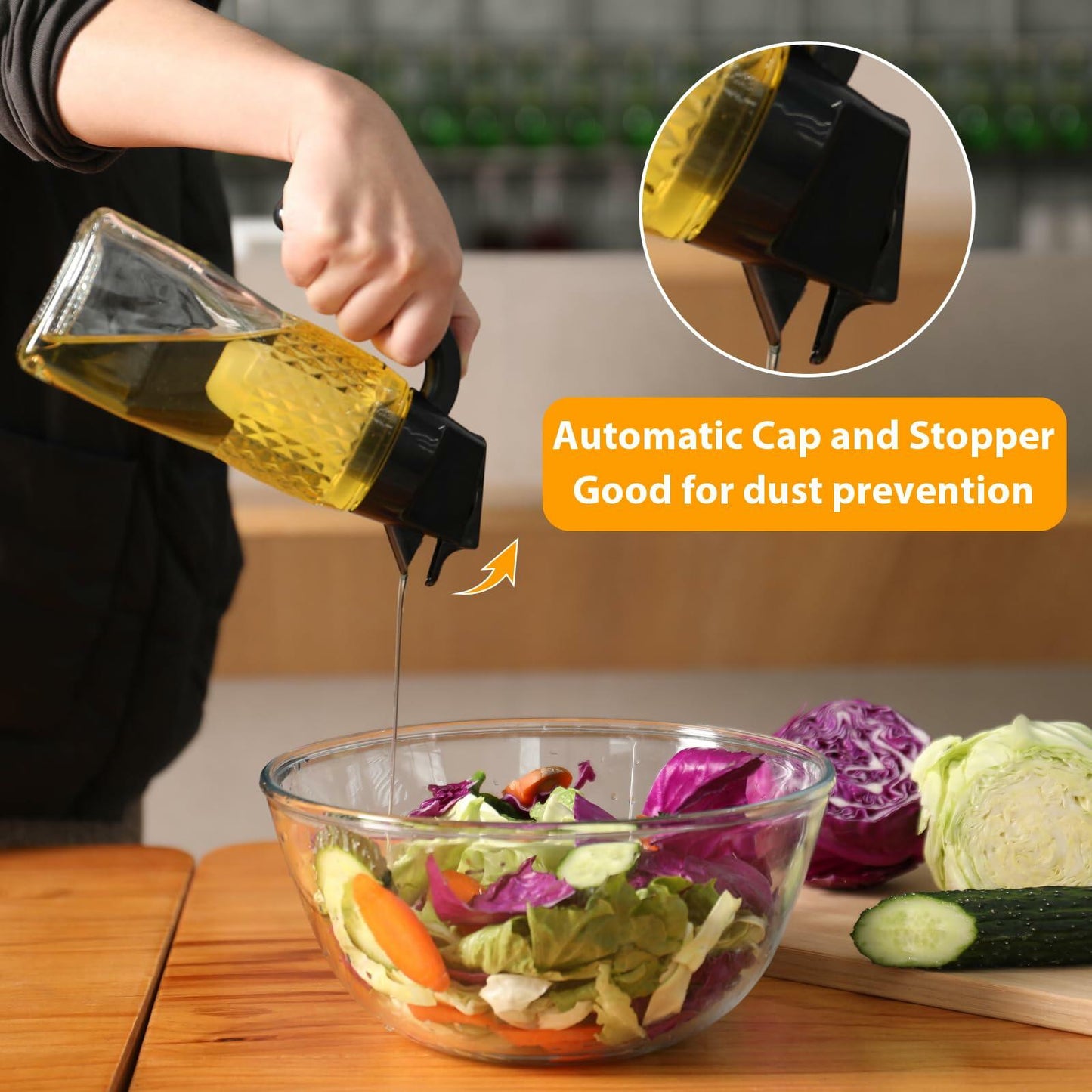 SMELHA Olive Oil Dispenser Vinegar Bottle 18.6oz 550ml Leakproof BPA Free