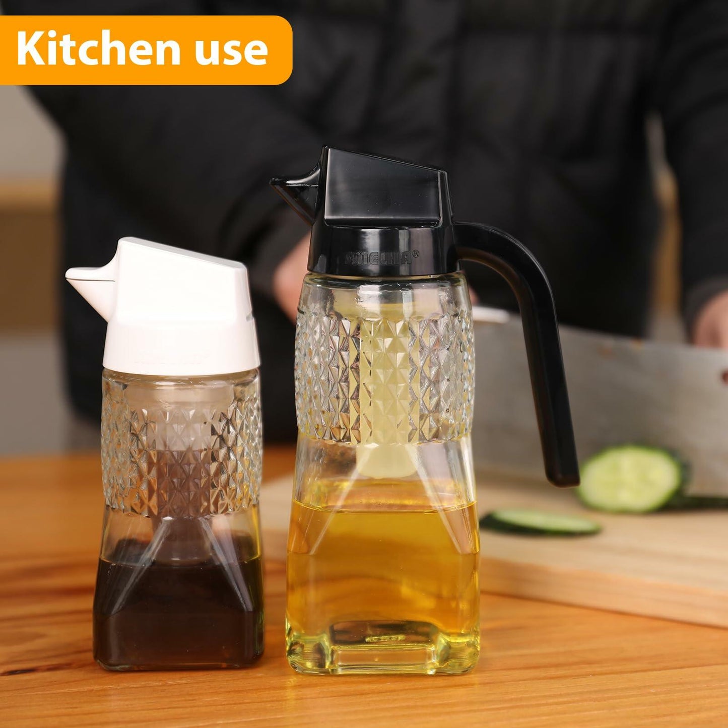 SMELHA Olive Oil Dispenser Vinegar Bottle 18.6oz 550ml Leakproof BPA Free