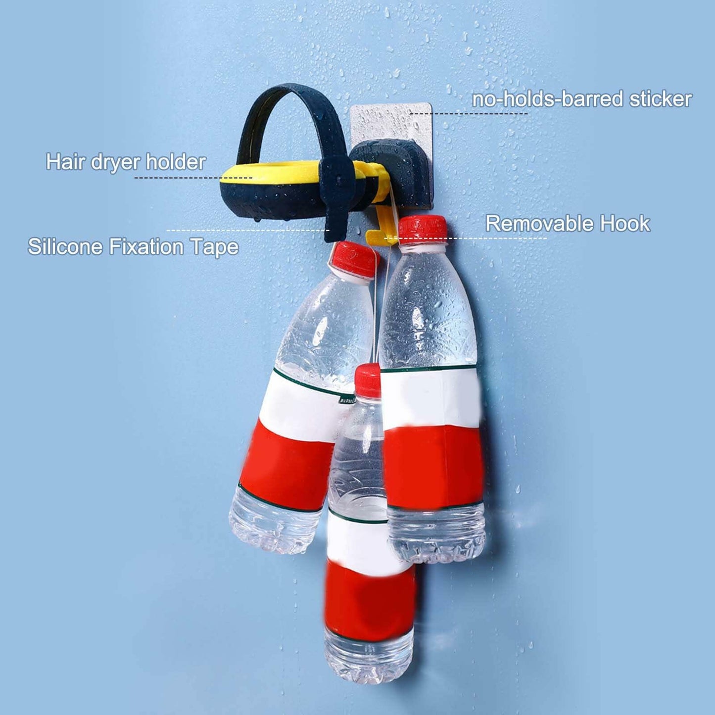 RAUWIZX Wall Mounted Hair Dryer Rack Adjustable 360° Rotating Holder
