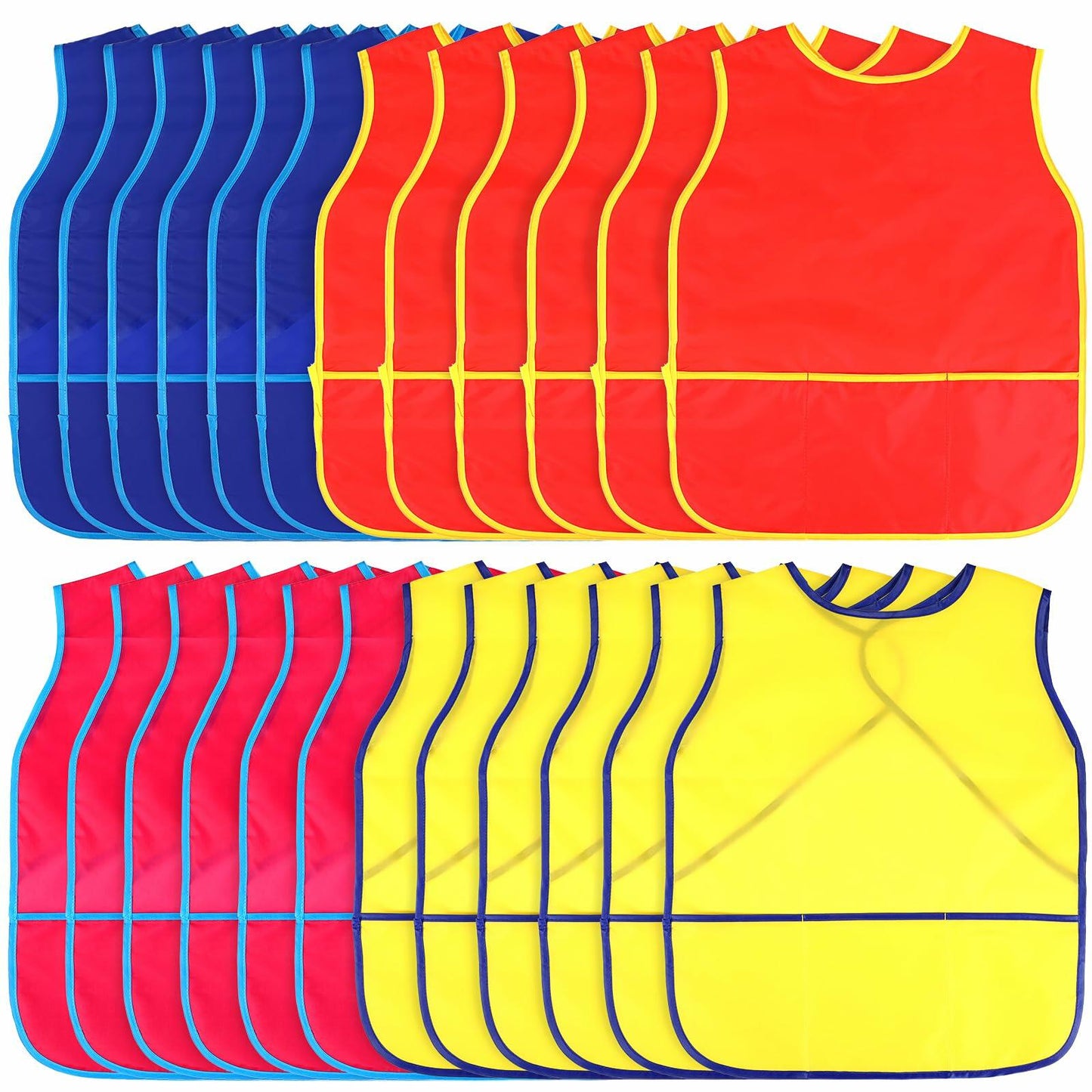Tatuo Kids Art Smocks Water Resistant Fabric Aprons 24pcs 4 Colors Size M