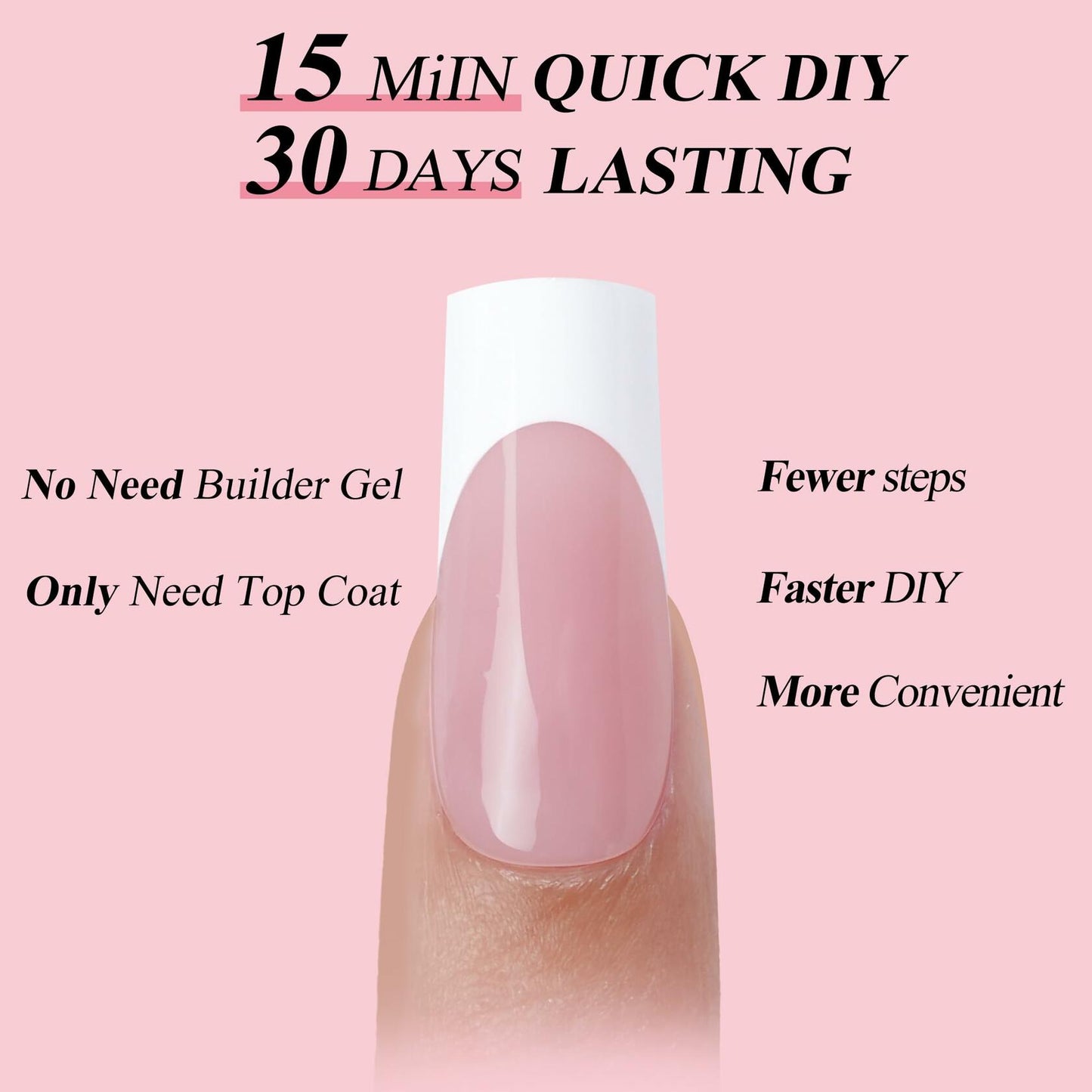 Jofay Fashion Press On Nails 320Pcs Pink Long Square White French Tip 16 Sizes