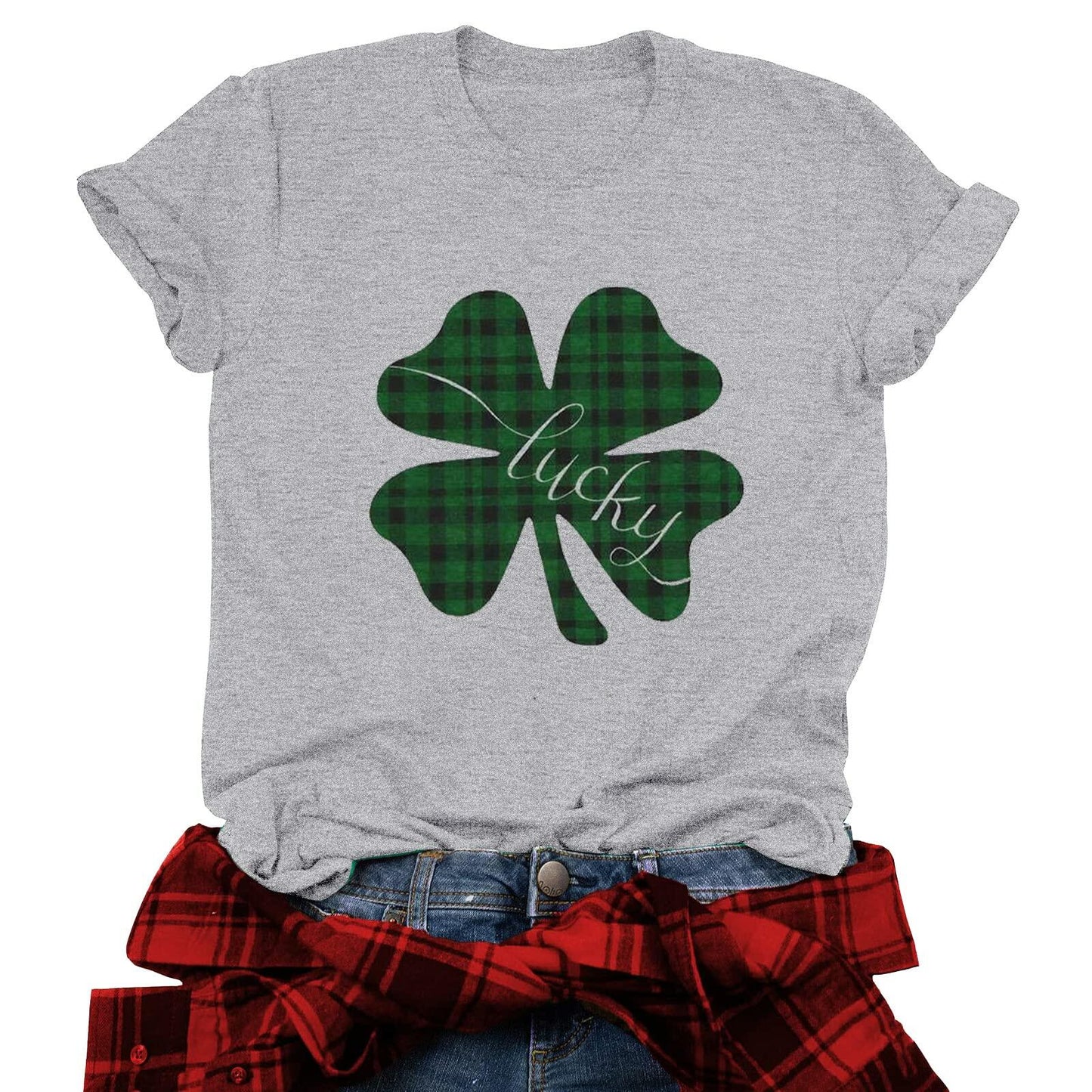 St Pattys Day Shirt Women Lucky Clover Funny St Patrick's Tee Size M