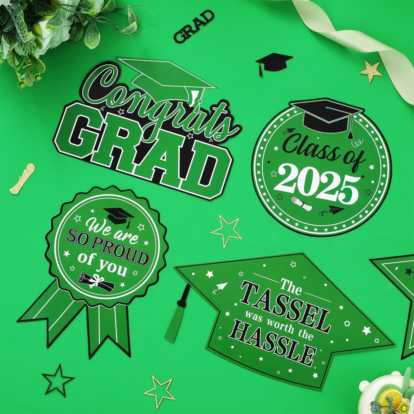JOYMEMO Graduation Party Centerpiece Sticks 24pcs Teal Black 2025