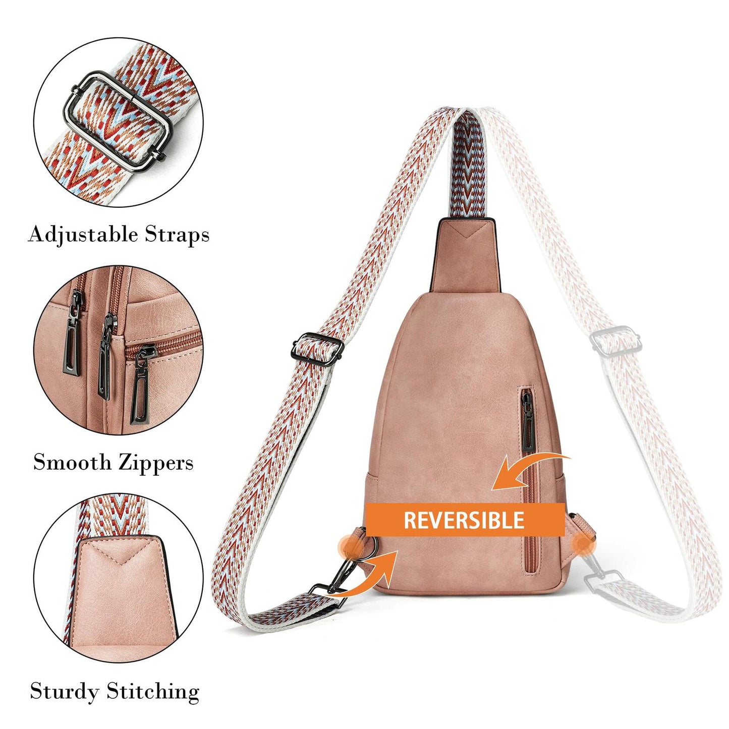 Shrrie Small Sling Fanny Pack Crossbody Chest Bag Travel Black