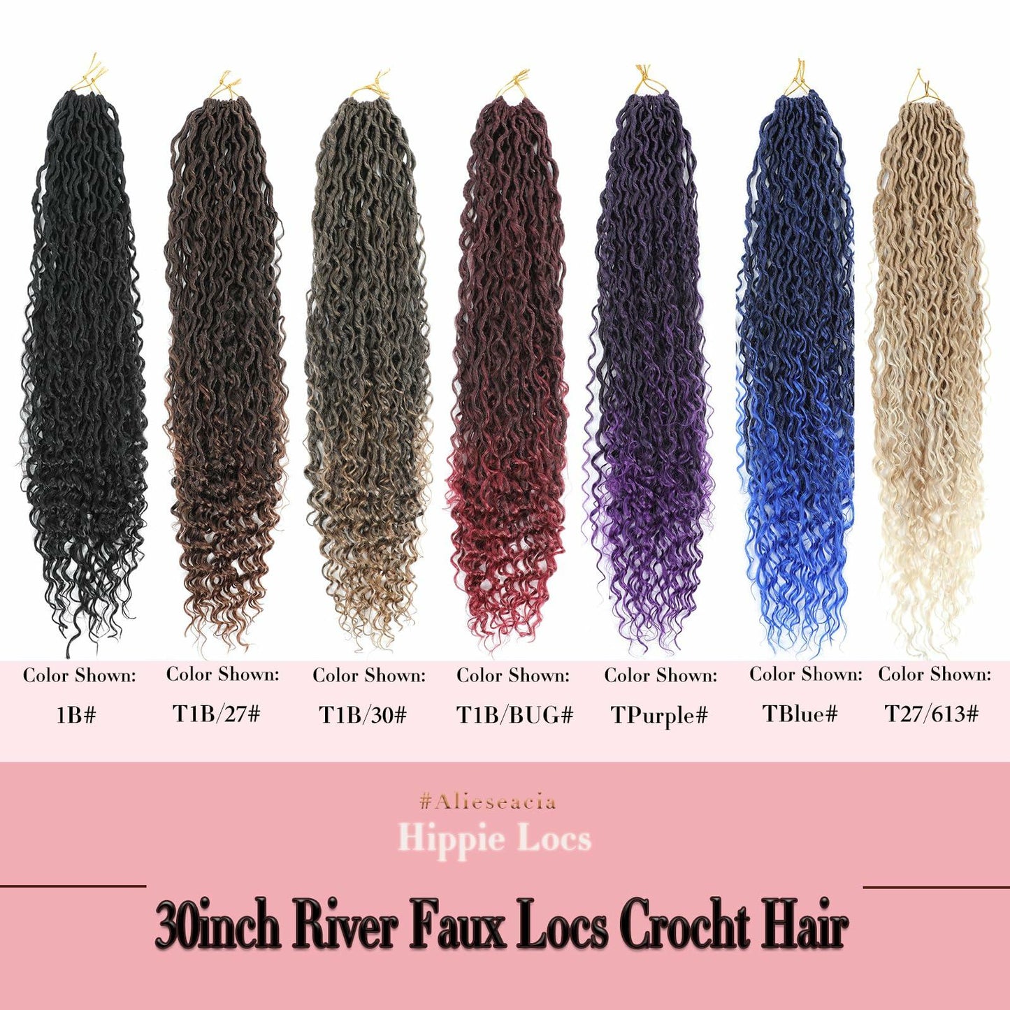 Goddess Locs Crochet Hair 12 Inch 8 Packs River Faux Locs 27/613# Size 12in