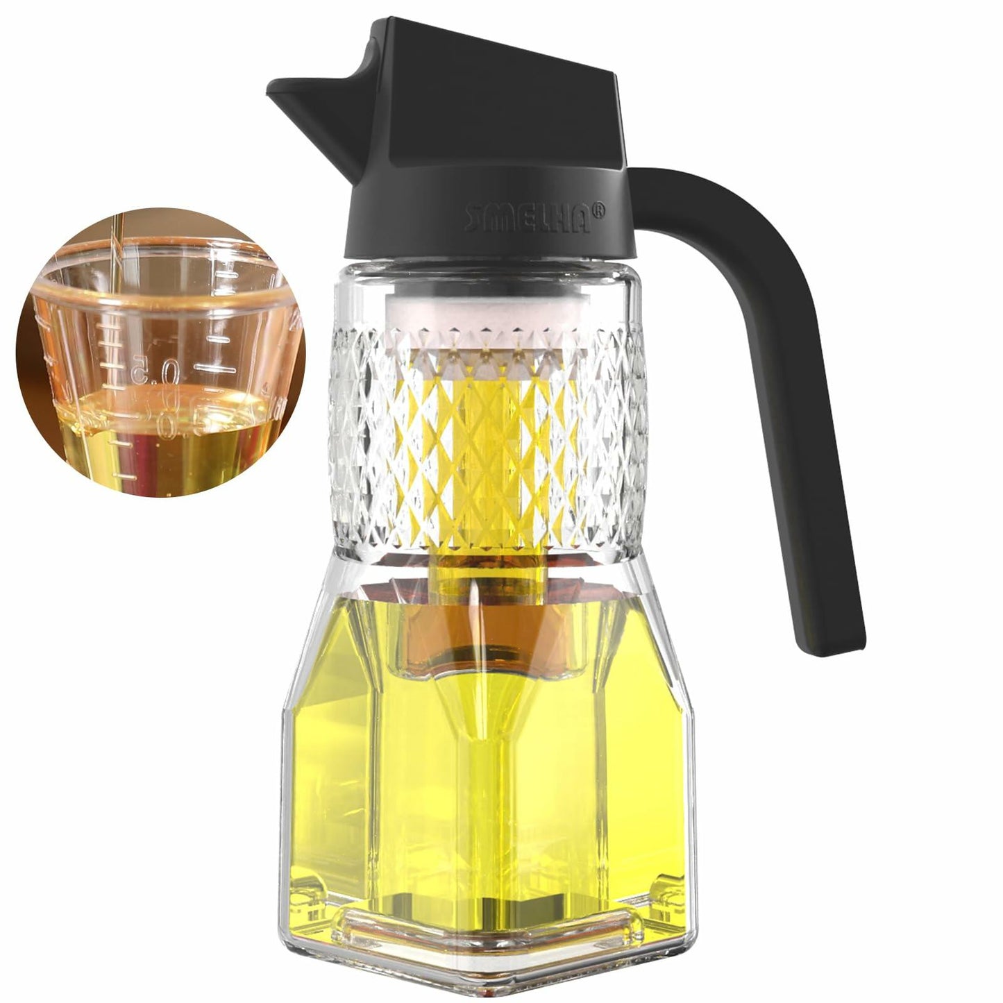 SMELHA Olive Oil Dispenser Vinegar Bottle 18.6oz 550ml Leakproof BPA Free