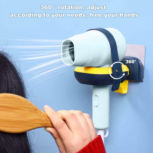 RAUWIZX Wall Mounted Hair Dryer Rack Adjustable 360° Rotating Holder