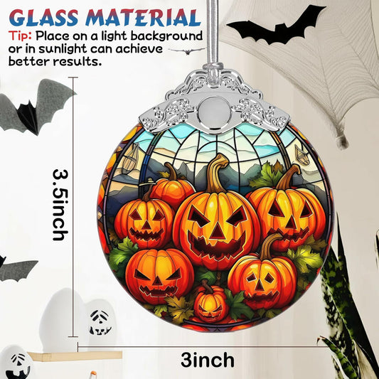 Pumpkin Family Stained Glass Christmas Ornament Holiday Decoration