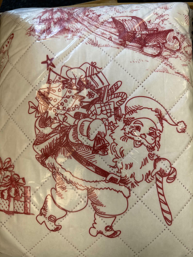 Queen Christmas Quilt 90x90 Red Reversible Microfiber w/ 2 Pillowcases