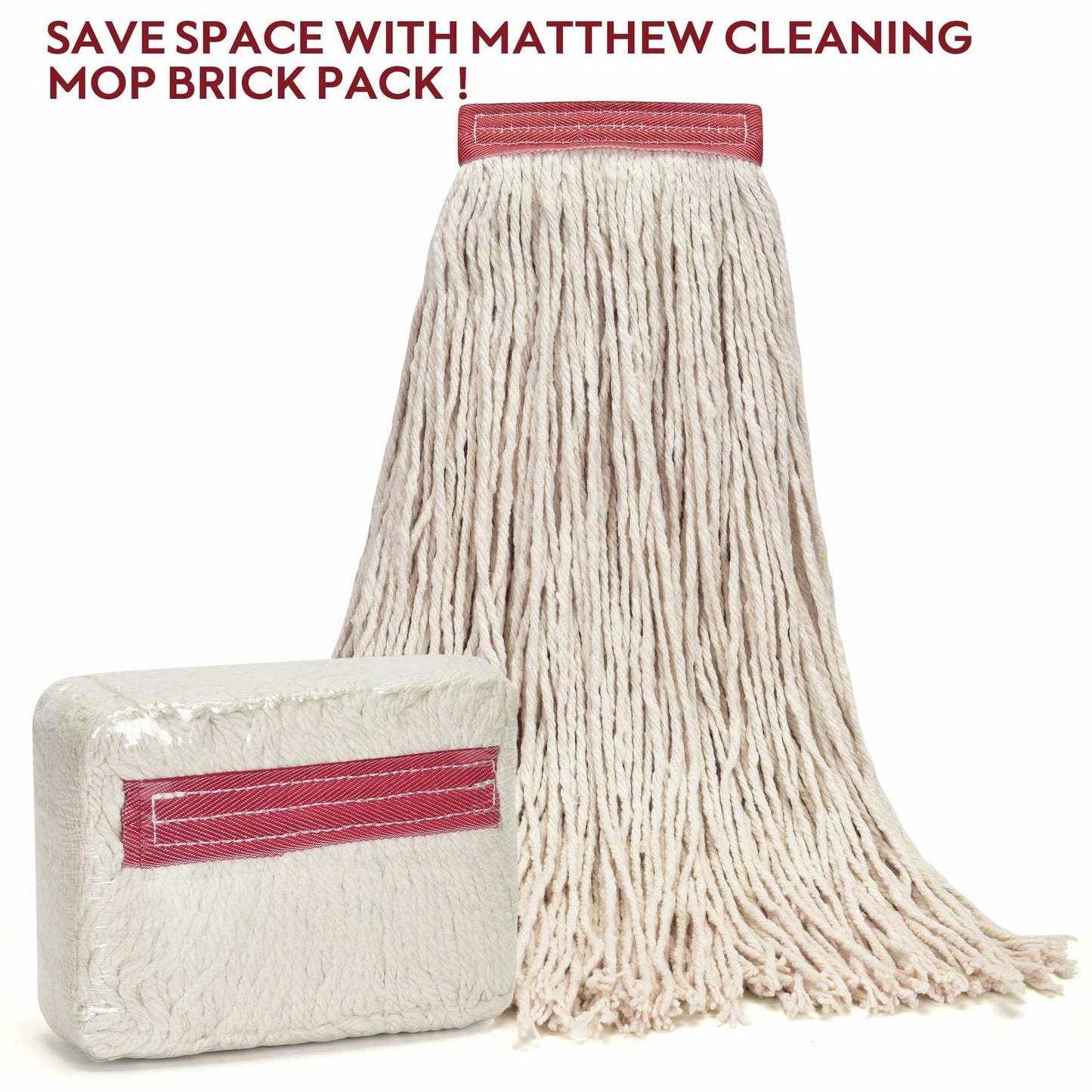 Matthew Cleaning 20oz Cotton Floor Mop Refill 6Pack White Heavy Duty