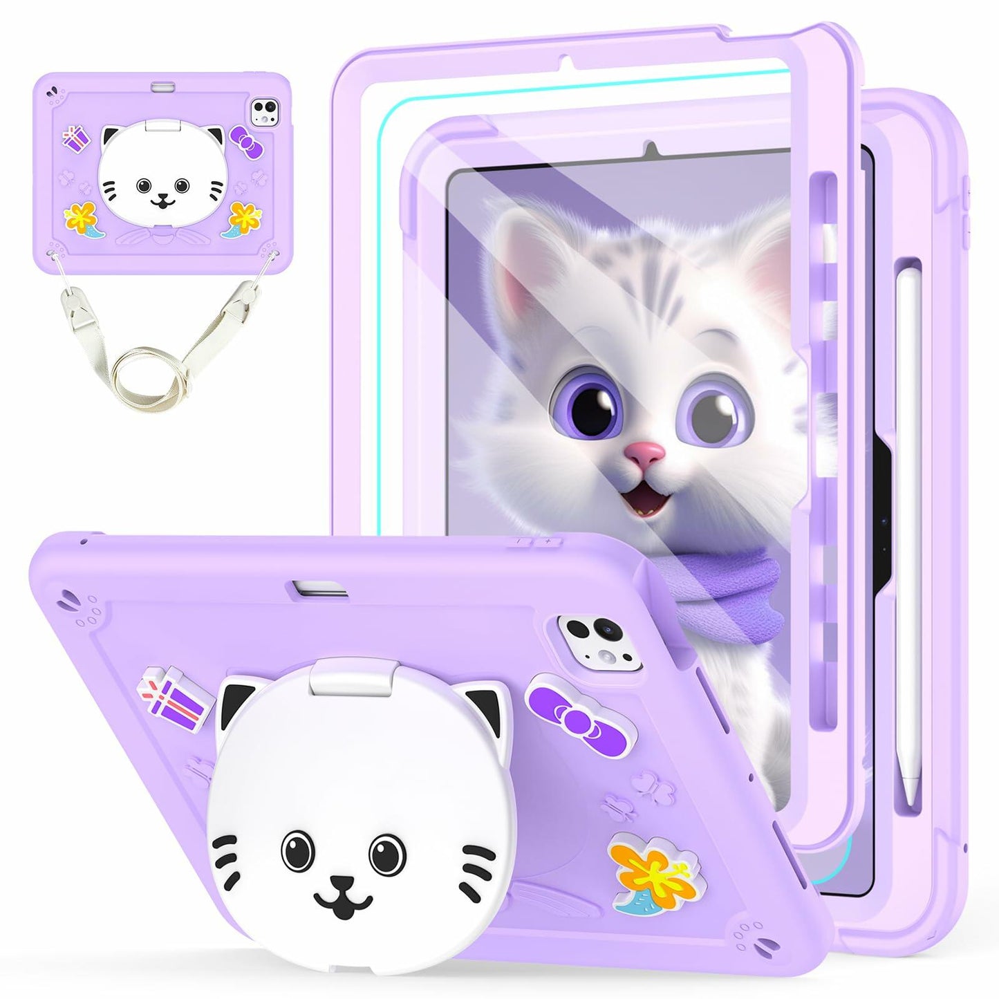 TOMORRY iPad Pro 11 Inch Case 2024 M4 5th Gen Purple with Screen Protector