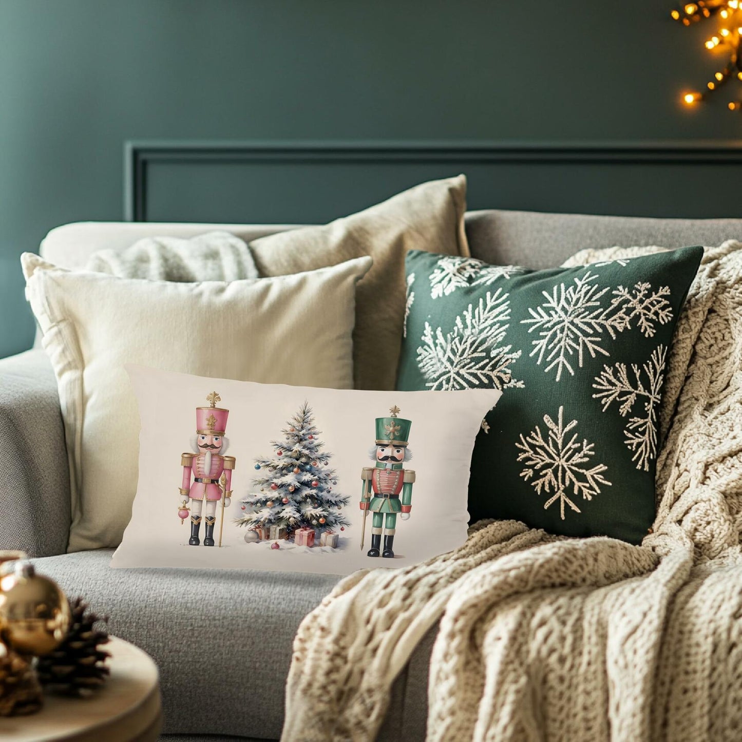 LUKIPOM Christmas Tree Lumbar Pillow Cover 20x12 Green 1 Count