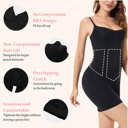 Reatowrol Seamless Tummy Control Bodysuit Body Shaper Black Size S