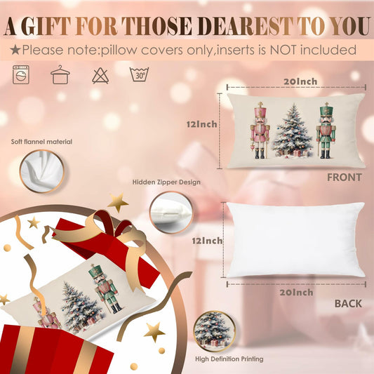 LUKIPOM Christmas Tree Lumbar Pillow Cover 20x12 Green 1 Count