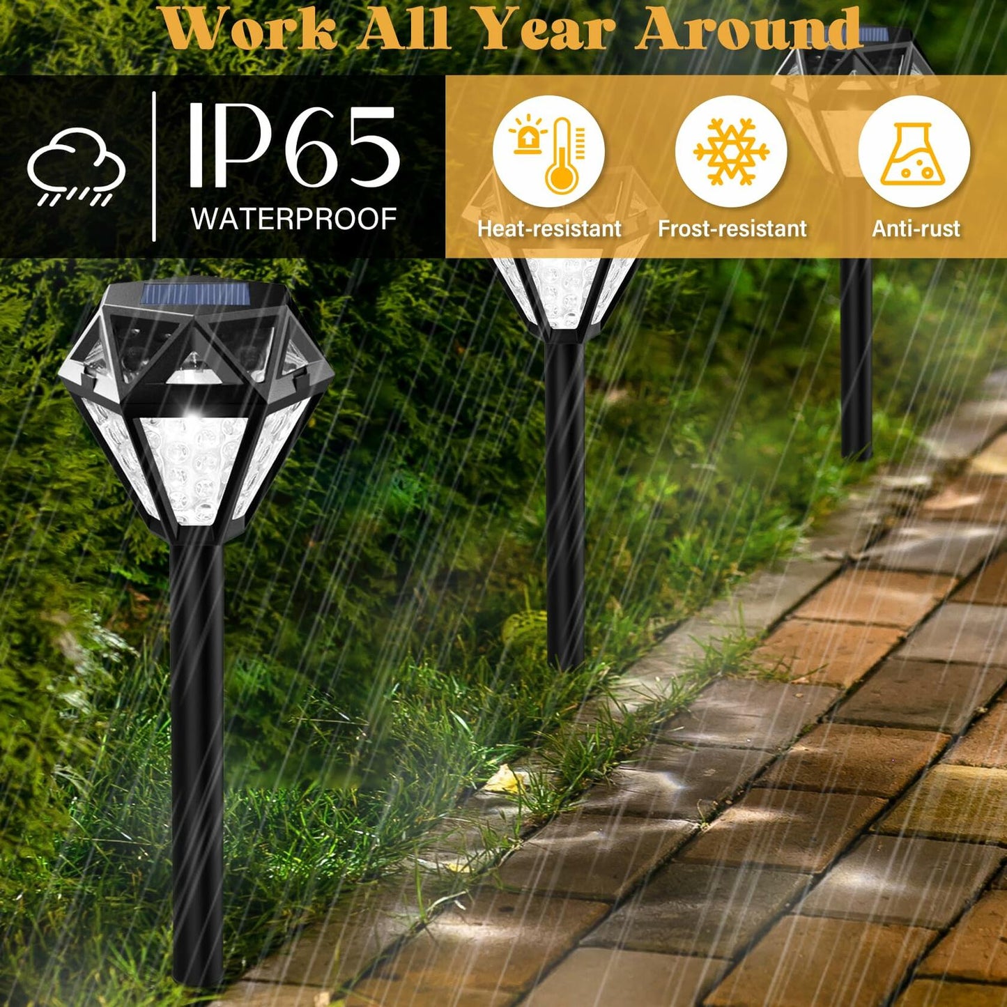 Ouddy Decor Solar Outdoor Waterproof LED Garden Lights Cool White 4 Pack