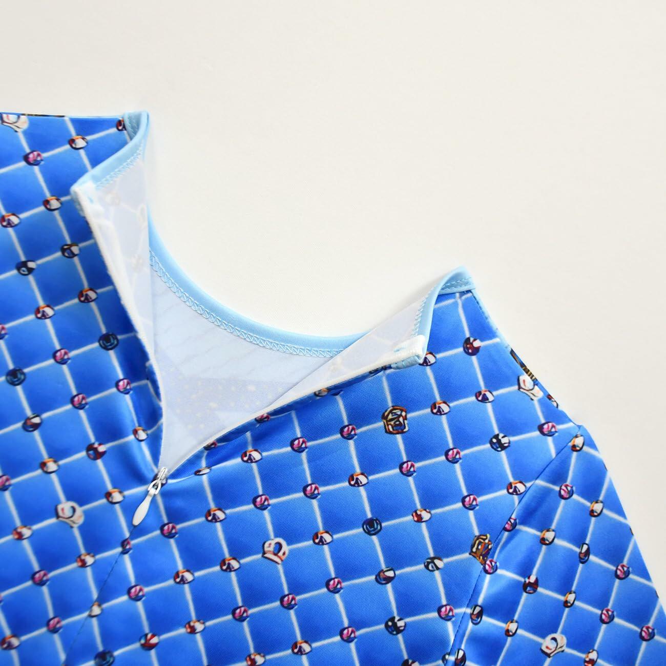 laughZuaia Girl Jumpsuit Princess Bodysuit with Glove Blue Size 5-6