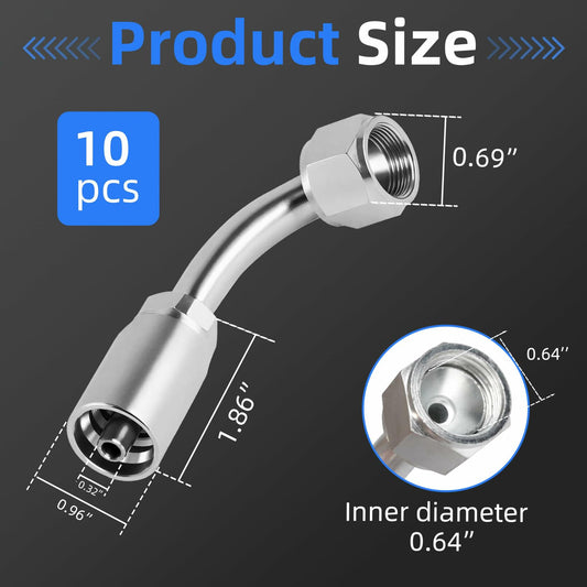 10 pcs Hydraulic 5/16" Hose x 3/4" JIC 37° Female 90° Elbow Fittings