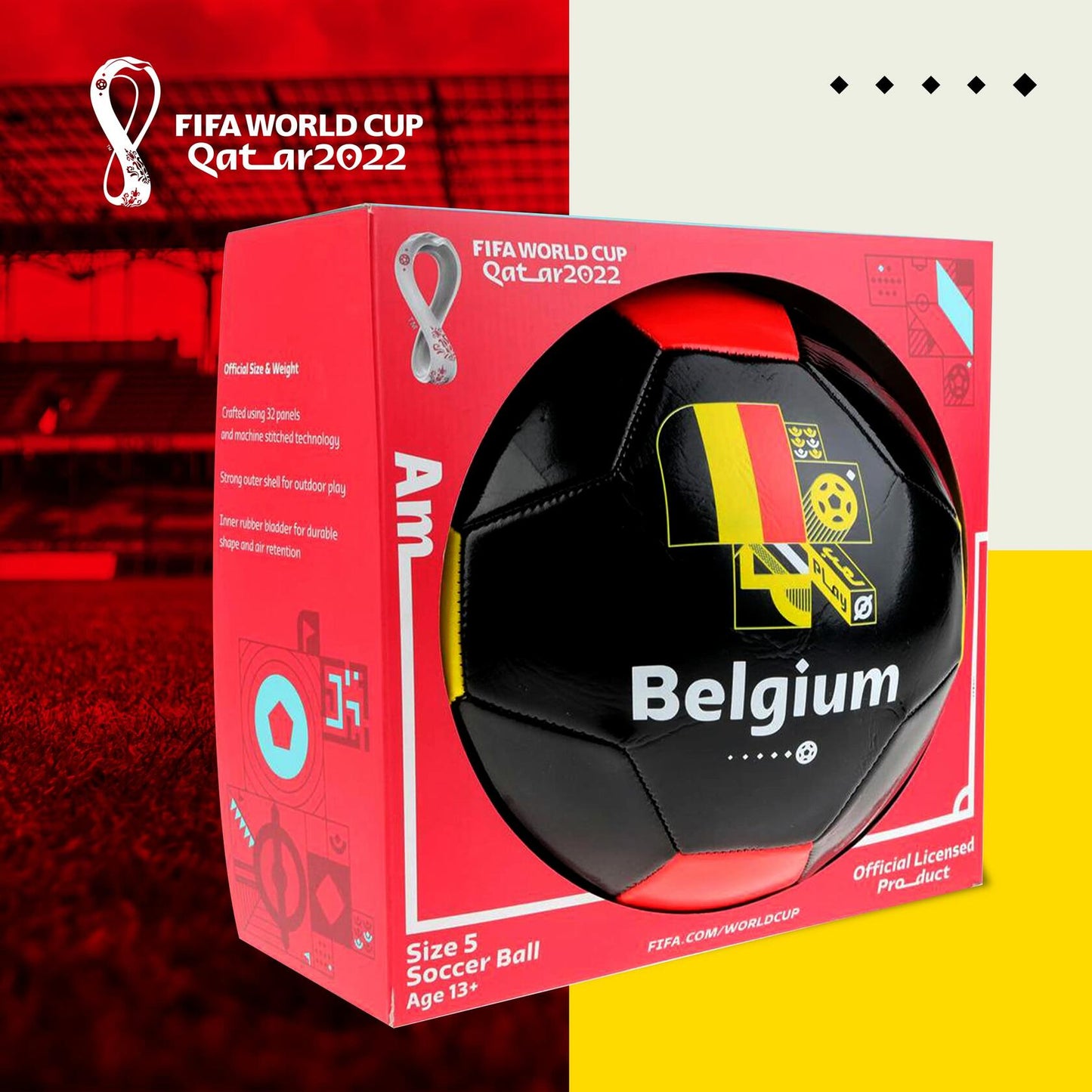 FIFA World Cup Qatar 2022 Belgium Soccer Ball Souvenir Multicolored